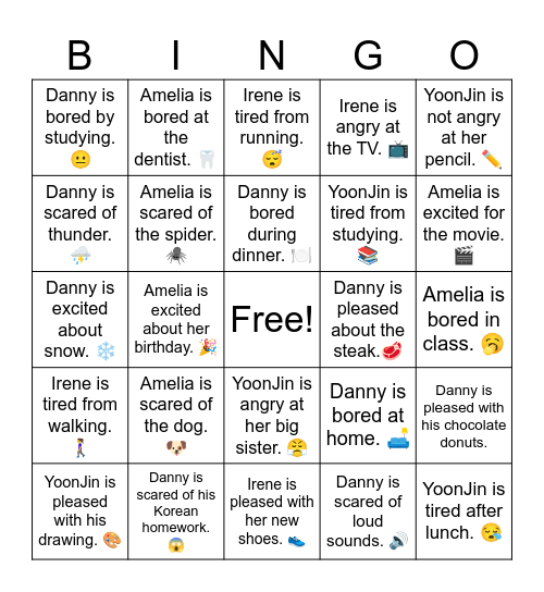 Danny is pleased with his chocolate donuts Bingo Card