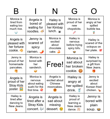 Jenny is bored with plain soup. 🍲 Bingo Card
