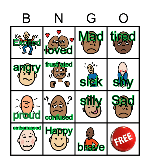 EMOTIONS Bingo Card