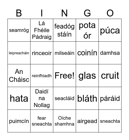 Ocáidí speisialta Bingo Card