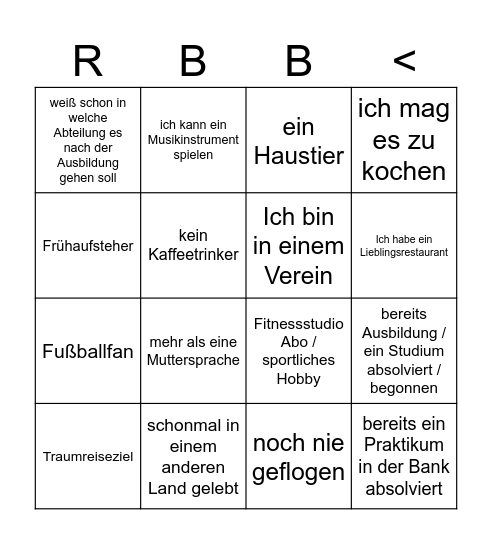 Kennenlernbingo Card