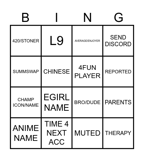 Untitled Bingo Card