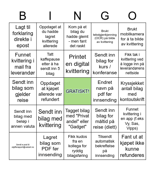 BilagsBingo Card
