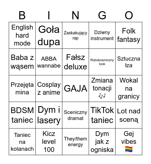 Eurowizja 2025 Bingo Card