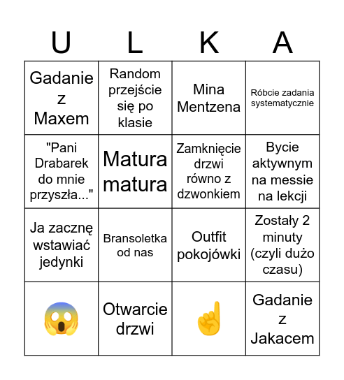 Ulka Bingo Card