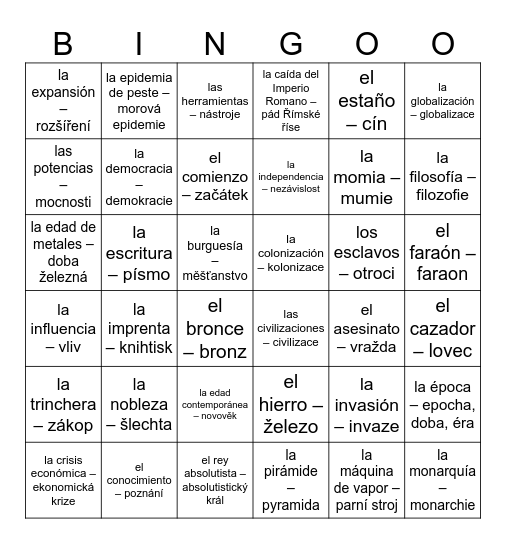 HISTORIA Bingo Card