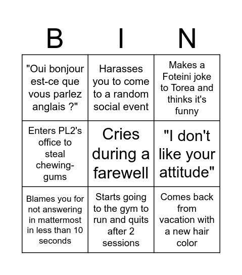Christina's bingo ! Bingo Card