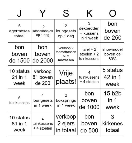 JYSK Tuinbingo Card