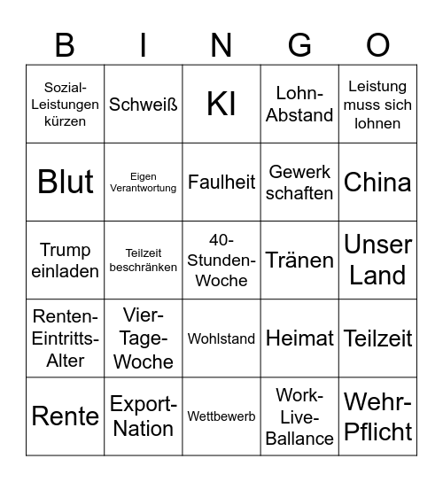 Regierungserklärung Bingo Card