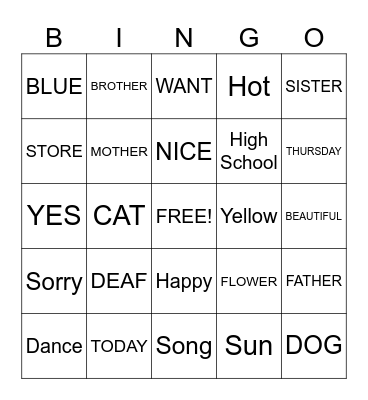 ASL Club Bingo Card