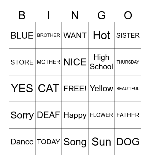 ASL Club Bingo Card