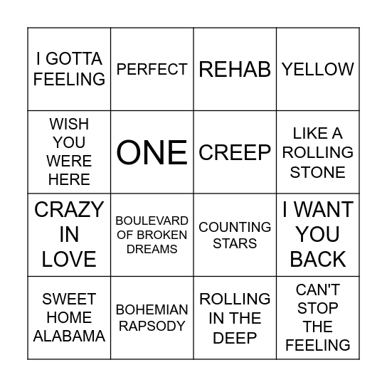MUSIC ROUND Bingo Card