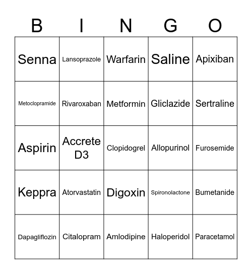 Med Bingo Card