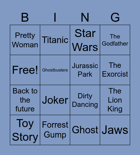 Movie Bingo Card