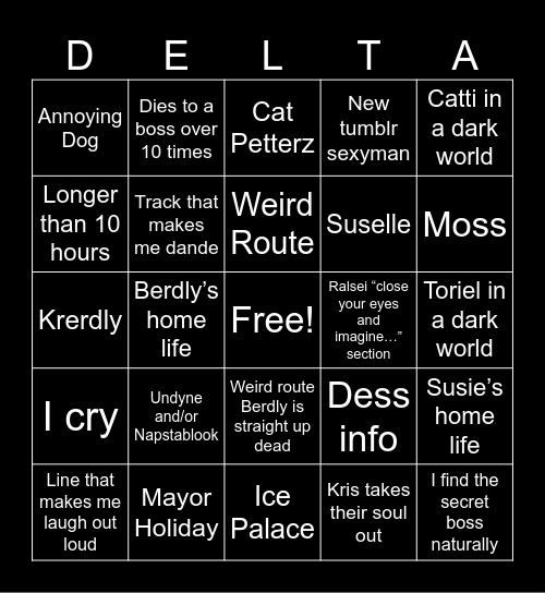 DELTARUNE Ch.3&4 Bingo Card