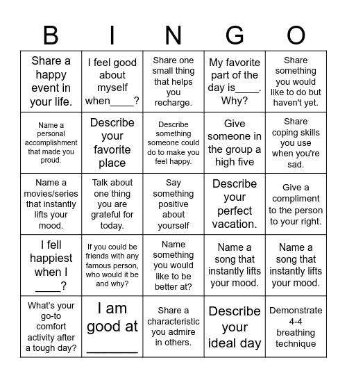 Mental Health Alto Bingo Card
