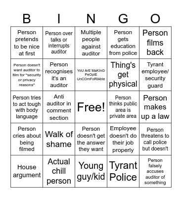 Auditing Bingo! Bingo Card