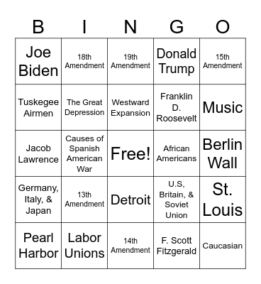End Of Year Test Bingo Card
