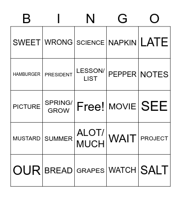 Final REVIEW Bingo Card