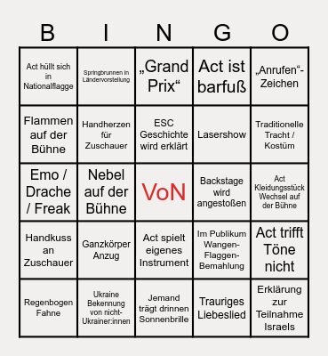 🪩 ESC 2025 🕺🏻 Bingo Card