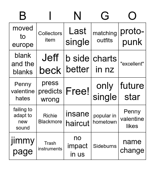 cool british singles Bingo Card
