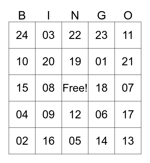 BINGO CHORE LIST FOR NOVEMBER Bingo Card