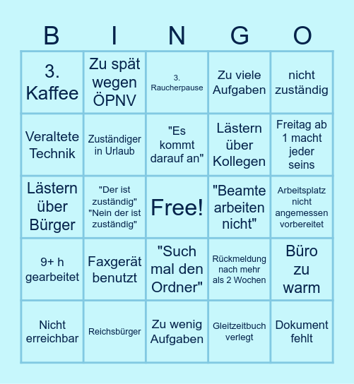 Beamten-Bingo Card