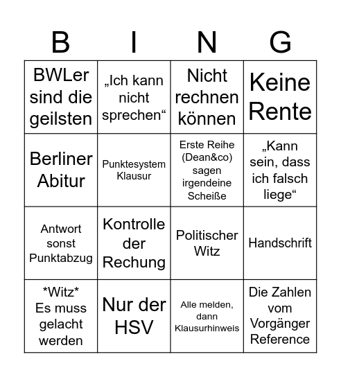 INFI Bingo Card
