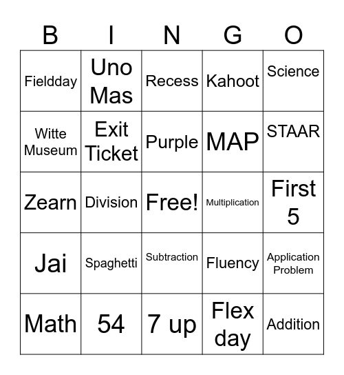 Mr.Johnson 2025 Bingo Card