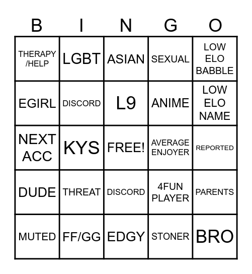 LEAGUE BINGO Card