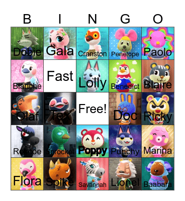 Animal crossing bingo! Bingo Card