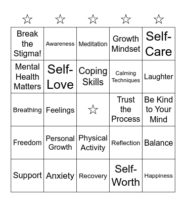 MENTAL HEALTH AWARENESS MONTH Bingo Card