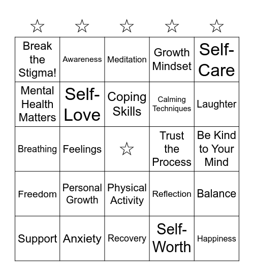 MENTAL HEALTH AWARENESS MONTH Bingo Card