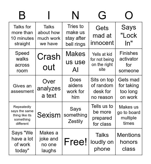 Mrs. Necci Bingo! Bingo Card