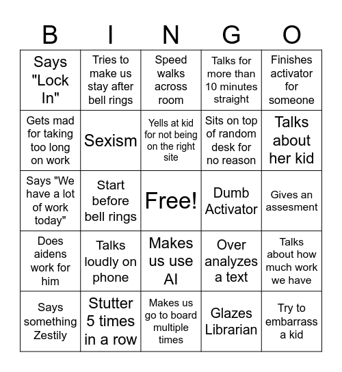 Mrs. Necci Bingo! Bingo Card
