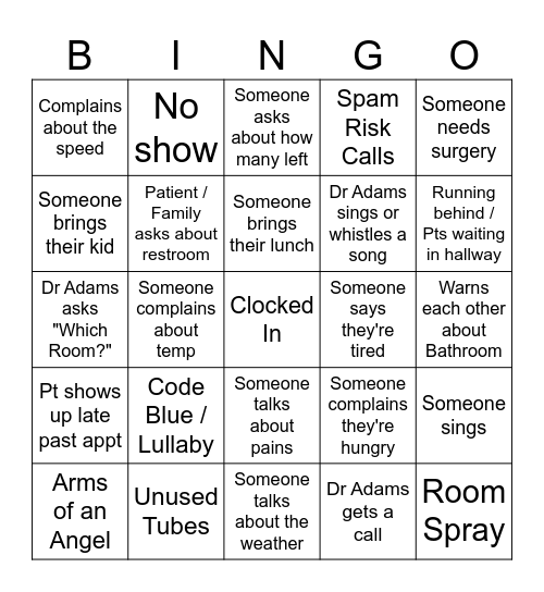 Work Bingo Card
