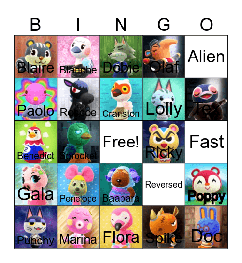 Animal crossing bingo! Bingo Card