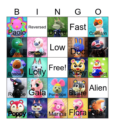 Animal crossing bingo! Bingo Card