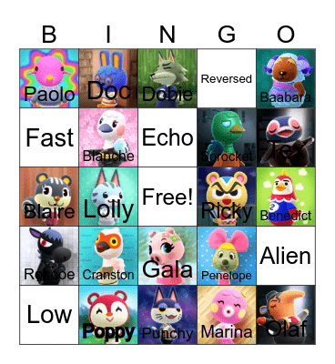 Animal crossing bingo! Bingo Card