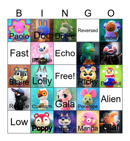 Animal crossing bingo! Bingo Card