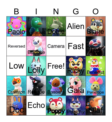 Animal crossing bingo! Bingo Card