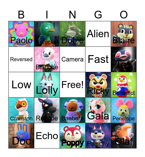 Animal crossing bingo! Bingo Card