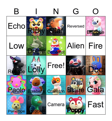 Animal crossing bingo! Bingo Card
