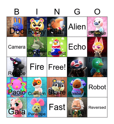 Animal crossing bingo! Bingo Card