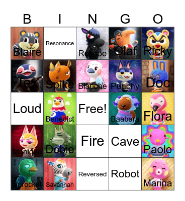 Animal crossing bingo! Bingo Card