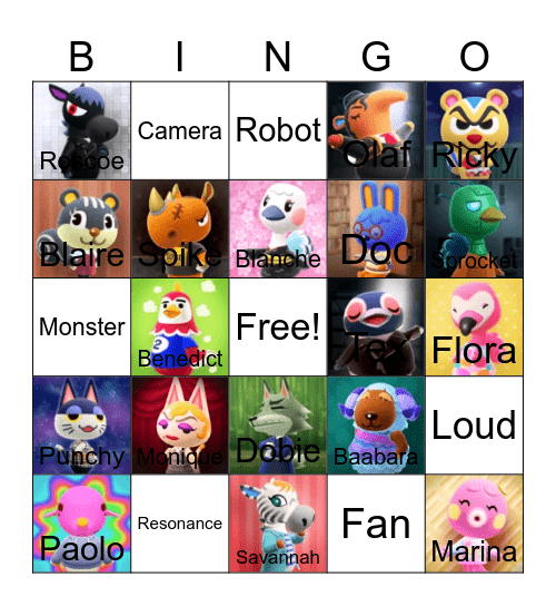 Animal crossing bingo! Bingo Card