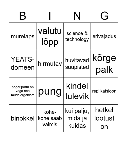 ATESTEERIMIS- Bingo Card