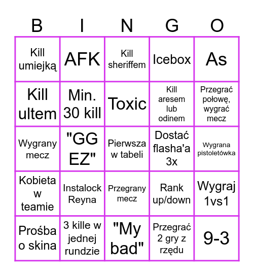 VALORANT BINGO Card