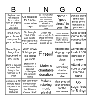 Week 1 Bingo Card