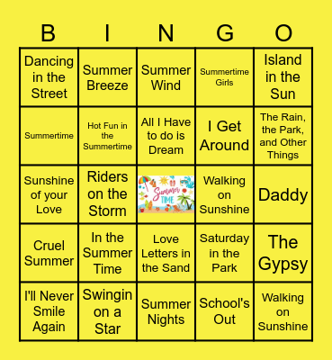 Summer Party Bingo Card